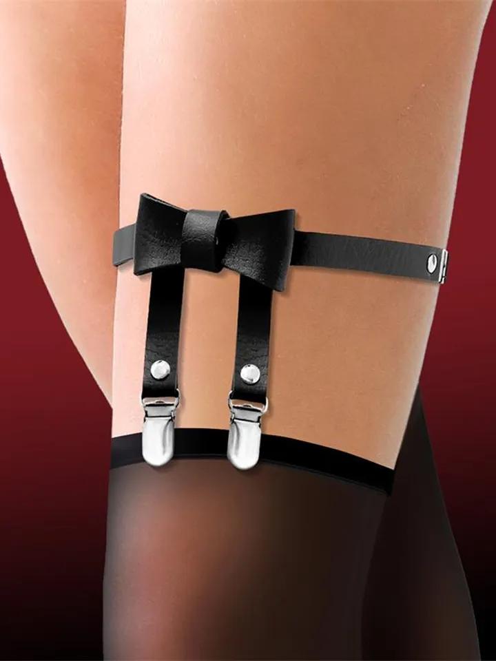 Garter With Bow Tie Vegan Leather Strumebandshållare