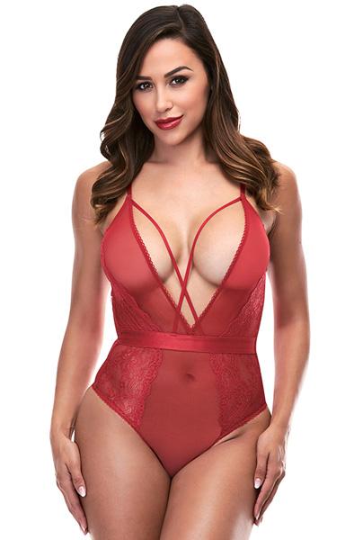 Baci Lingerie Strappy Teddy With Deep V S/M Teddy