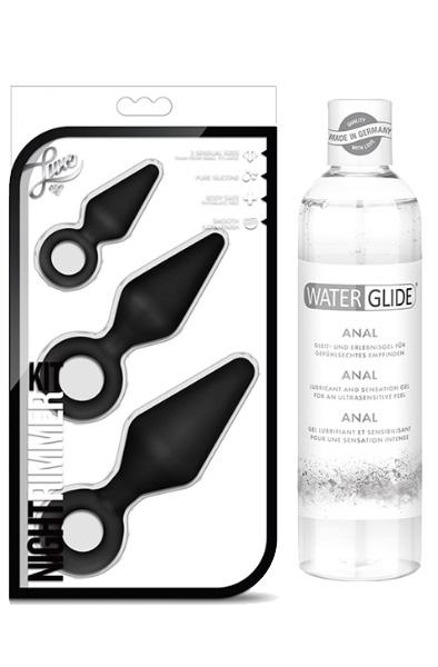 Analpluggar Night Rimmer Kit + Glidmedel Anal 300ml Paketerbjudande