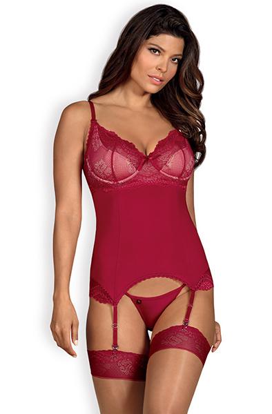 Obsessive Rosalyne Corset & Thong Red S/M Sexiga underkläder