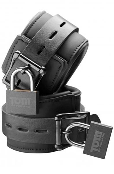 Tom of Finland Neoprene Wrist Cuffs With Locks Handbojor