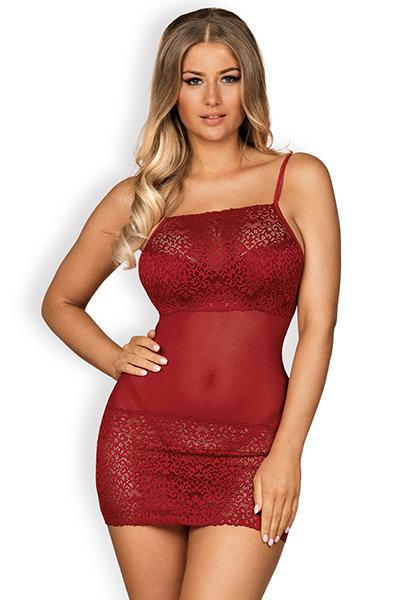 Obsessive Lividia Chemise & Thong Red L/XL Sexiga underkläder