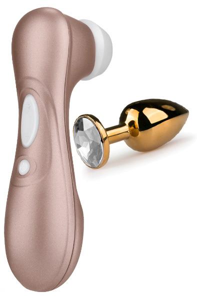 Satisfyer Pro 2 + Butt Plug Gold Paketerbjudande