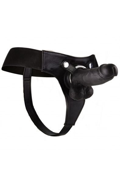 Shots Realistic Strap-On Black 20 cm Strap-on med sele