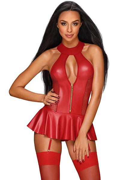 Obsessive 859-COR-3 Corset & Thong Red S/M Sexiga underkläder