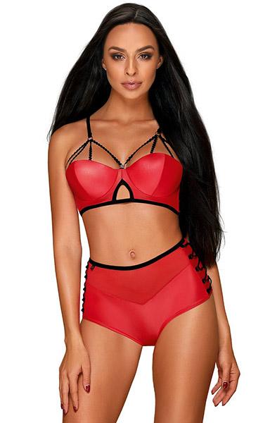 Obsessive Leatheria 2-pcs Set Red L/XL Sexiga underkläder