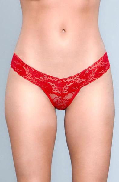 BeWicked V-Cut Lace Panties Red XL Spetstrosa