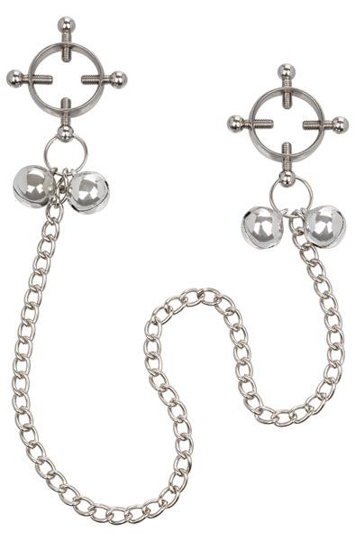 Cal Exotics 4-Point Nipple Press With Bells Bröstklämmor med kedja