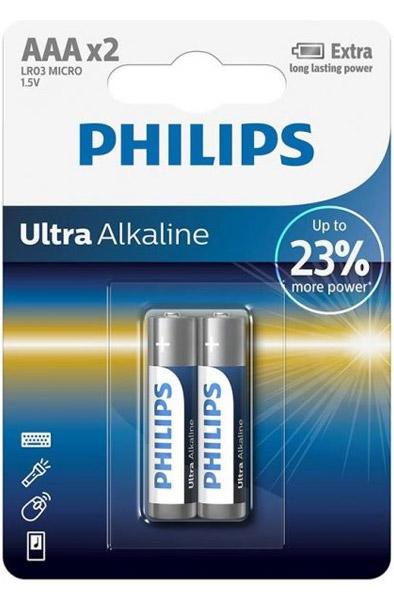Philips Ultra Alkaline AAA 2-pack Batterier AAA