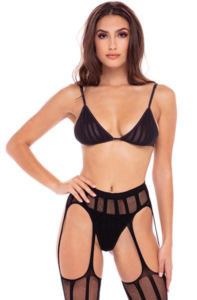 Rene Rofe Straight Up 3-pcs Garter Set S/M Sexiga underkläder