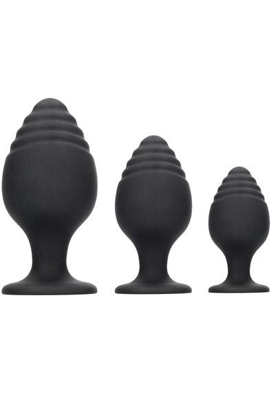 Ouch Rippled Butt Plug Set Black Analpluggar paket