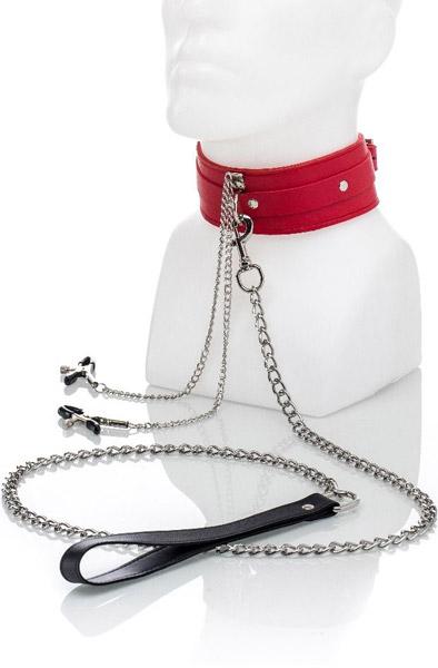 Set Of Collar & Nipple Clamps Halsband med bröstklämmor