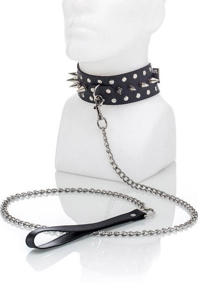 Spiked Collar With Leash Halsband & koppel
