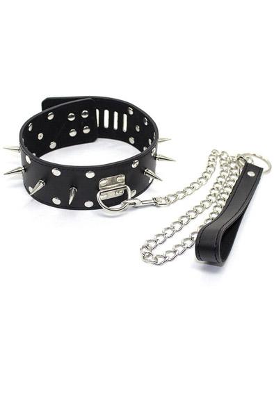 Kiotos Leather Collar Spiked Halsband & koppel