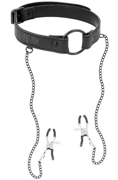 Ring Gag With Nipple Clamps Gag med bröstklämmor