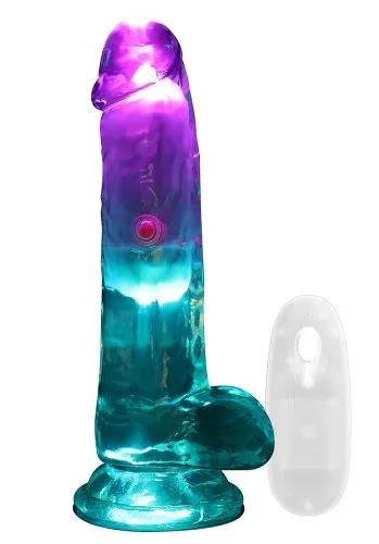 Realrock LED Vibrating Straight Cock with Balls 15 cm
