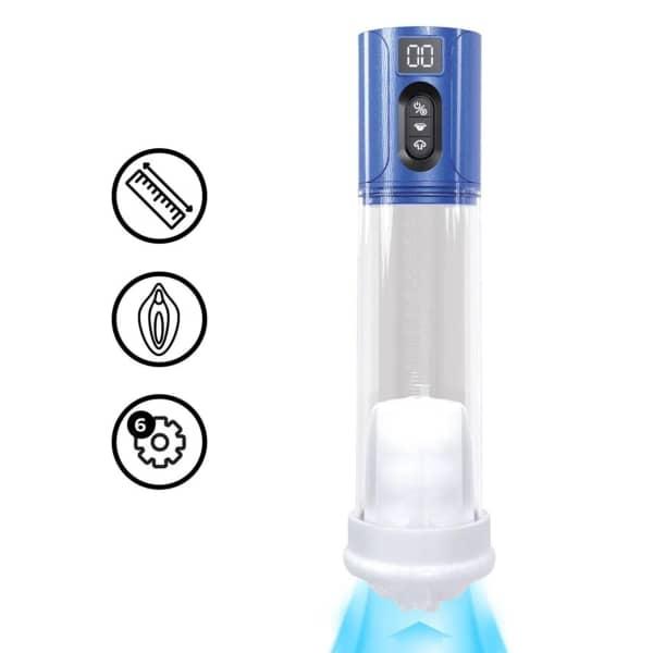 Pumped - MaxLift 7 Function Suction Masturbator Pump - Metallic Blue