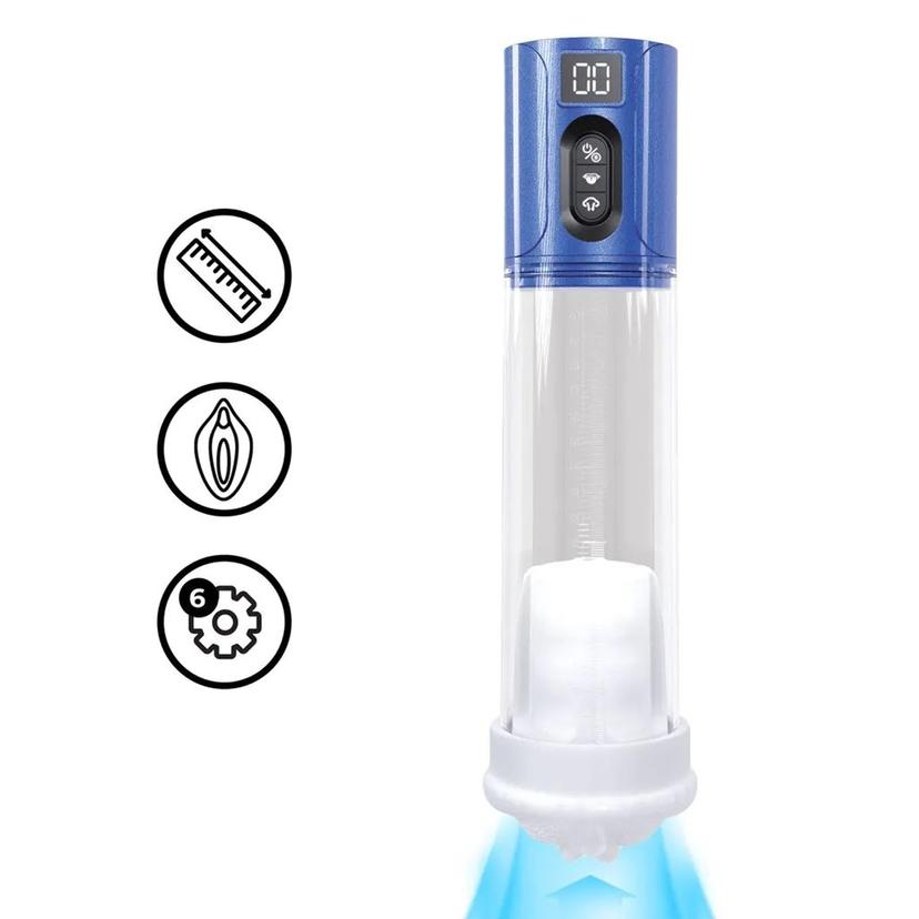 Pumped - MaxLift 7 Function Suction Masturbator Pump - Metallic Blue