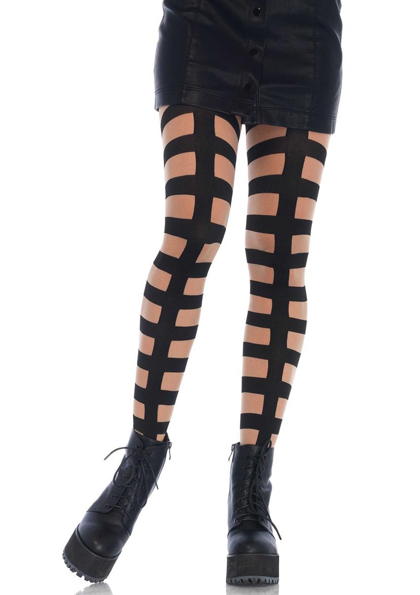 CAGED IN ILLUSION PANTYHOSE OS