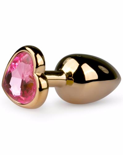 METAL BUTT PLUG NO. 3 - GOLD/PINK - Hjärtformad Diamant