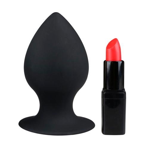 Round Butt Plug -Silikon 8cm med sugbas