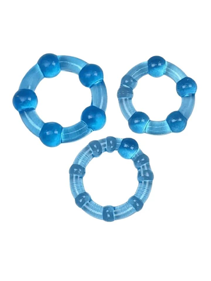 Beaded Ring Set Blue 3-pack