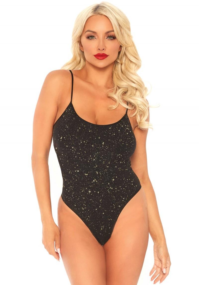 Lurex opaque thong bodysuit