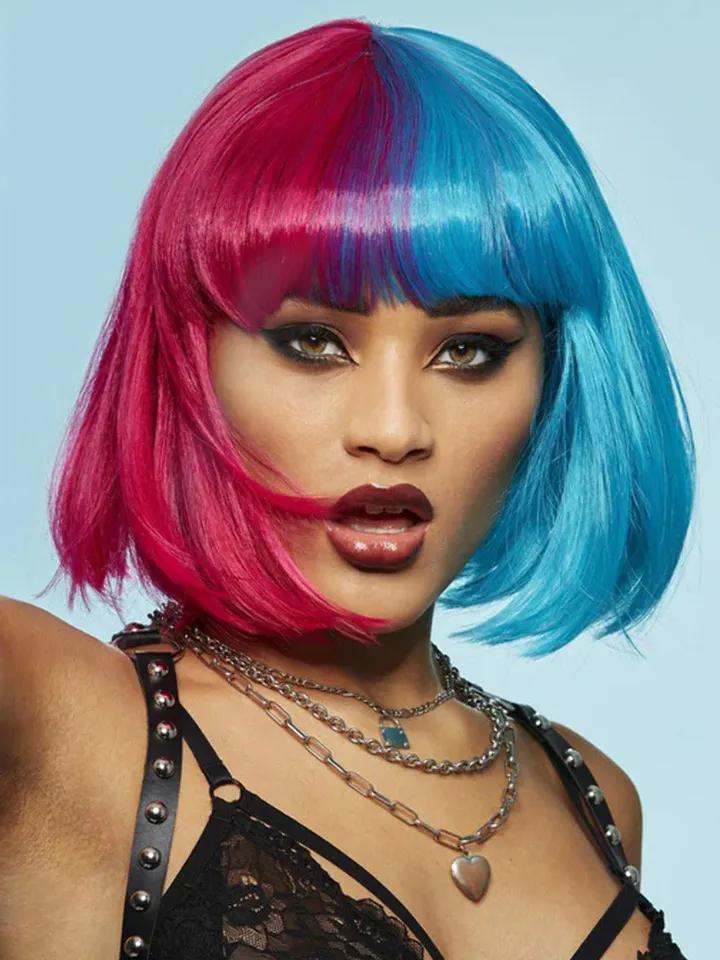 Manic Panic Red & Blue Bob Wig