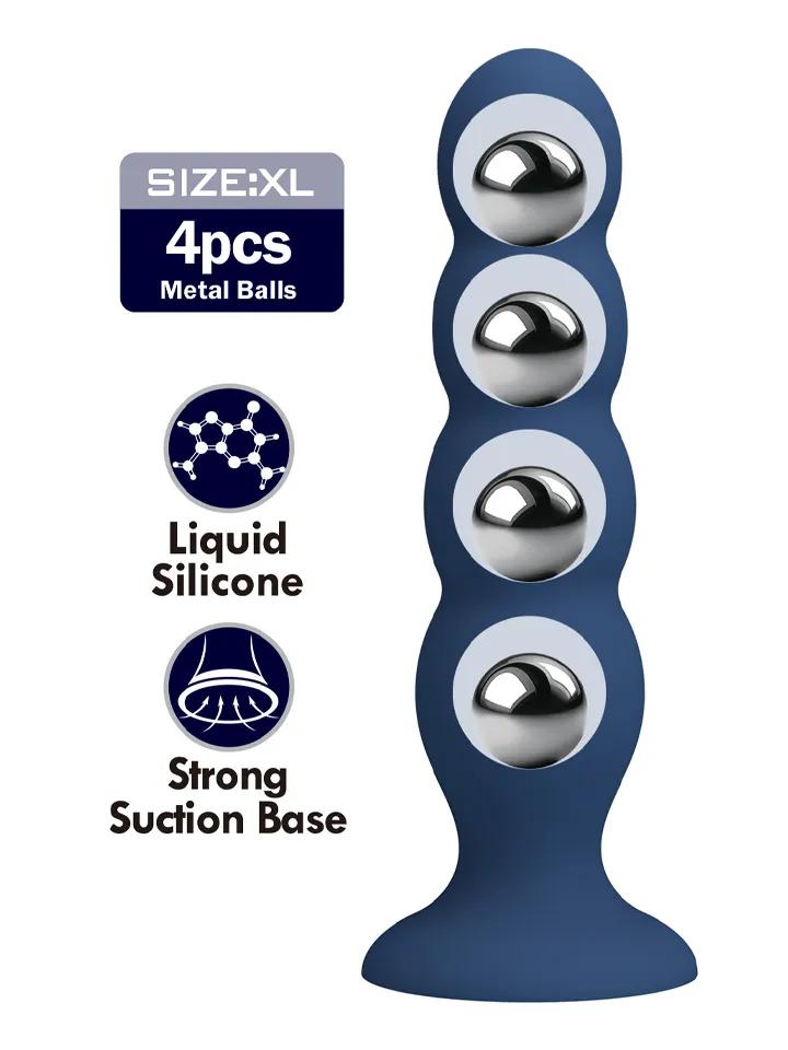 Metal & Silicone Anal Plug With 4 Metal Balls