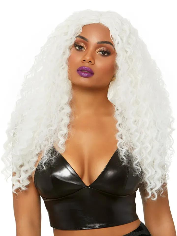 Long Curly Wig White