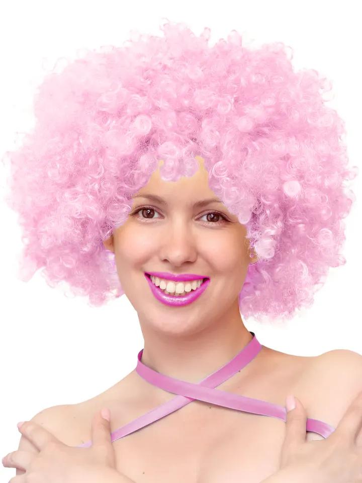 Party Wig Light Pink Afro Hair