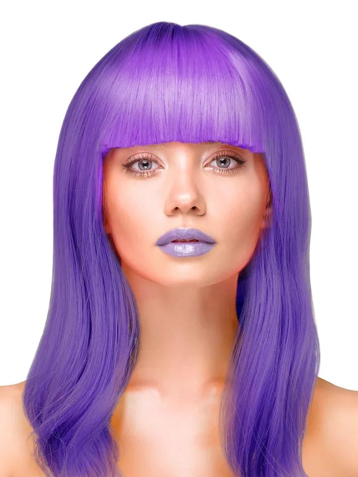 Party Wig Long Straight Purple Hair