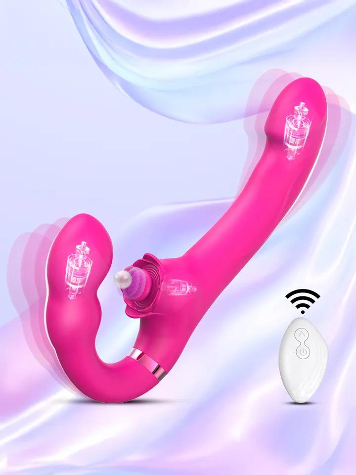 Vibrating & Tapping Strapless Strapon